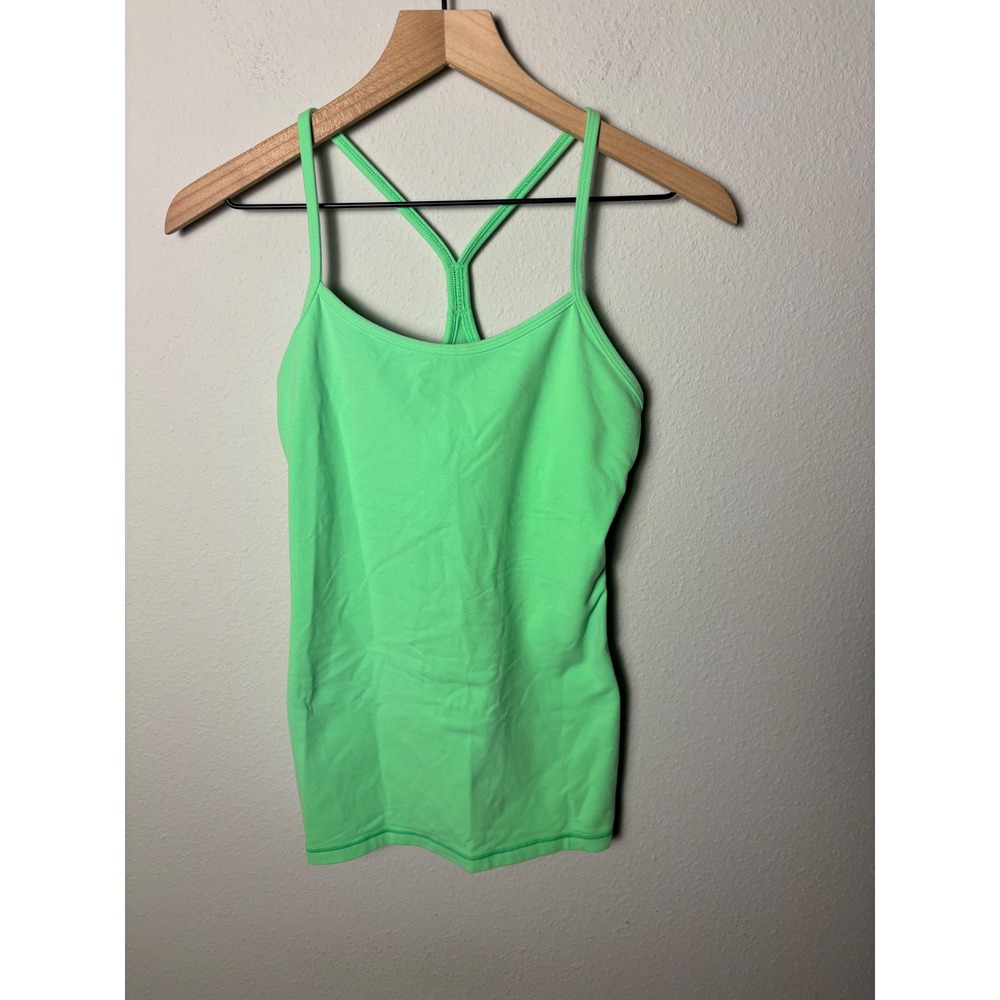 ☀️Lululemon Power Y Tank Pistachio Green Luon Built In Bra Yoga Top Size 6